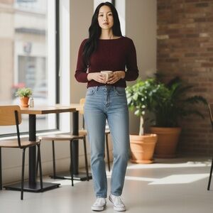 Sparkle & Fade Red Long Sleeve Crop Top Size 8